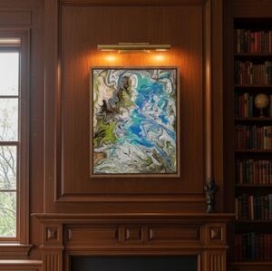 Hand Crafted handmade artwork acrylic pour painting upcycled panel wall decor